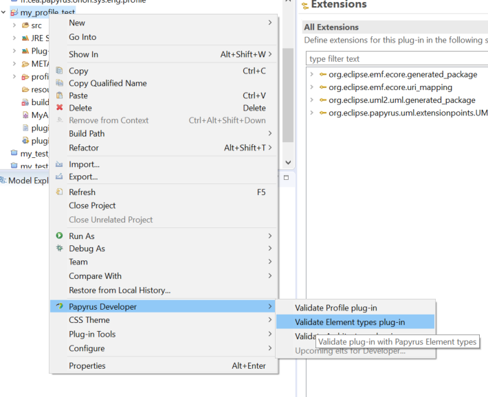 Figure 6. Validation menus
