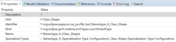 Figure 11. Properties of our "graphical" ElementType