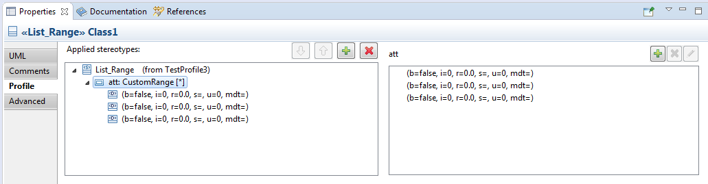 Profile Tab with values as children