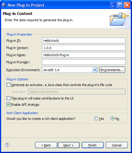 Plug-in Creation Wizard