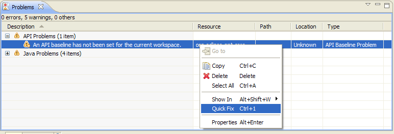 Missing API baseline problem