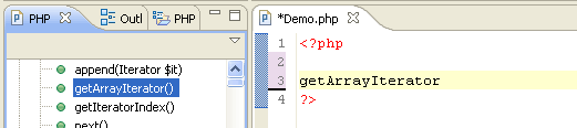 Adding code from the PHP Functions View