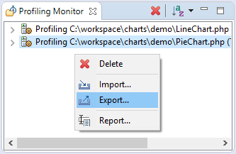 Profiling Monitor View Export Session