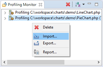 Profiling Monitor View Import Session