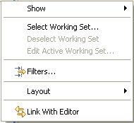Resource filters menu