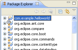 Package Explorer view with PDE decorators
