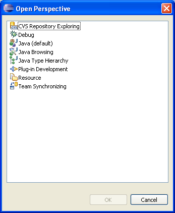 Select Perspective dialog