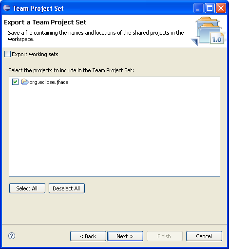 Export team project set page
