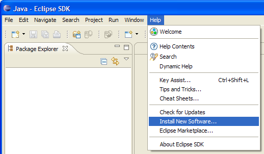 Help > Software Updates Menu