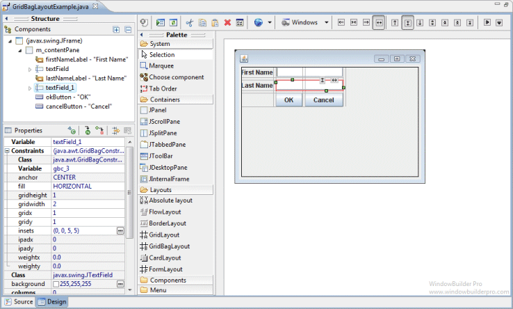 Swing GridBagLayout