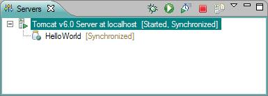 This is an image of the Servers view showing the Server State decorator.